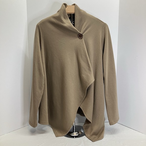 Bobeau Womens‎ Beige Brown One Button Button Wrap Lightweight Sweater Size XLP - Picture 1 of 6